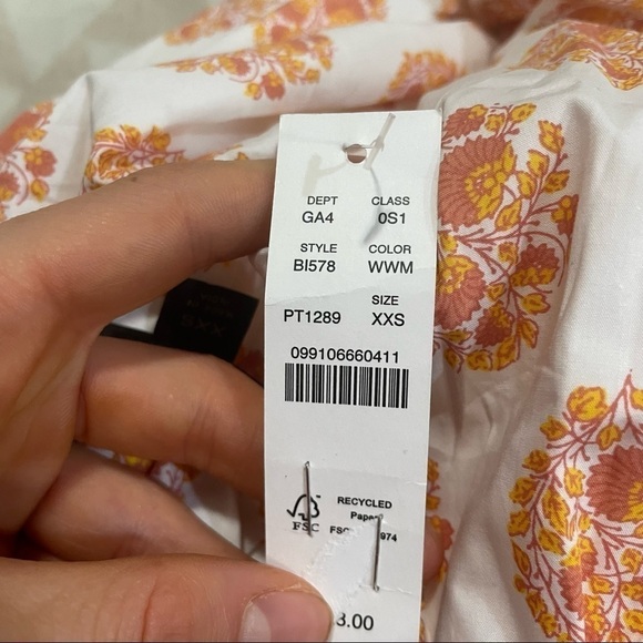 J crew smocked waist mini dress gathered floral block print orange - Picture 3 of 3